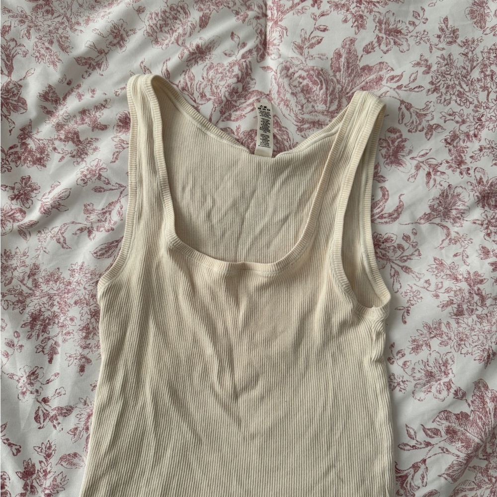 SKIMS Cream Ribbed Tank Top